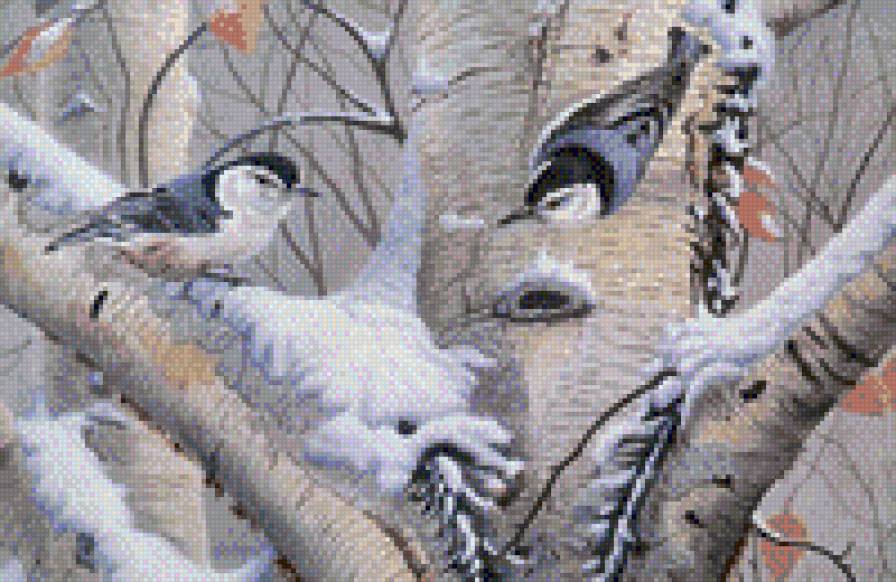 птички на дереве - дерево, птички - предпросмотр