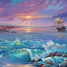 Схема вышивки «белый парусник»