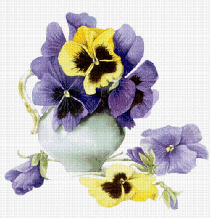 анютки в кувшине - анютки, букет, цветы - предпросмотр