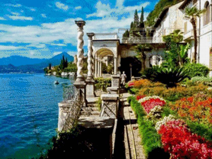 дом на морском берегу - берег, скалы, пейзаж, волны, живопись, отдых, море, прибой - предпросмотр