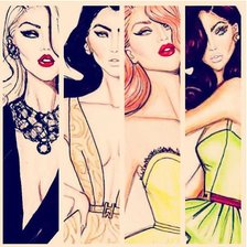 Схема вышивки «Полиптих"Гламурные девушки"»