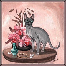 Схема вышивки «Натюрморт с кошечкой»