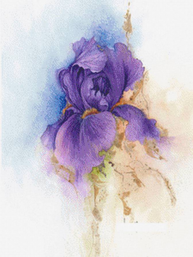 Ирисы.Акварель - джен харбон, цветы, букеты, акварель, живопись - предпросмотр