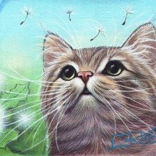 Схема вышивки «Кот и одуванчики»