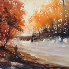 Схема вышивки «осень на реке»