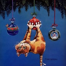 Схема вышивки «Кот на елке»