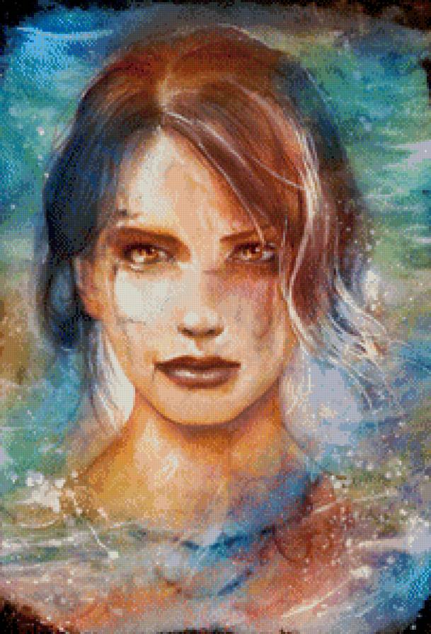 девушка - краски, живопись, девушка, акварель, портрет - предпросмотр