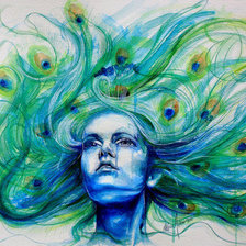 Схема вышивки «девушка-павлин»