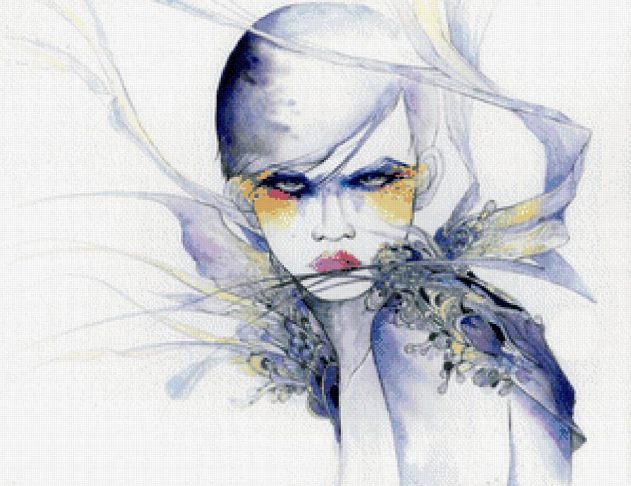 портрет девушки - акварель, девушка, портрет - предпросмотр