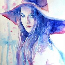 Схема вышивки «девушка в шляпе»