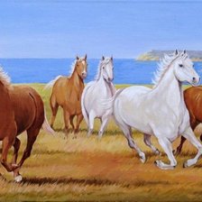 Схема вышивки «лошади у моря»