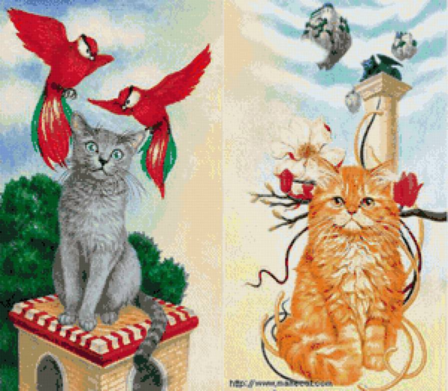 двойной портрет - котики - предпросмотр