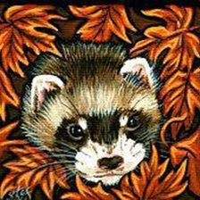 Схема вышивки «Хорёк в осенних листьях»