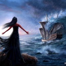 Схема вышивки «Девушка и корабль»