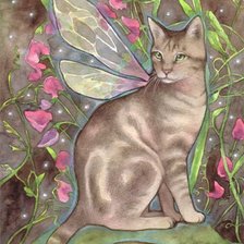 Схема вышивки «Кошечка с крылышками»
