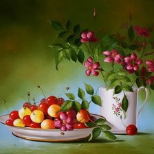 Схема вышивки «Натюрморт с черешней»