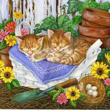 Схема вышивки «спящие котята»