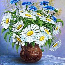 Схема вышивки «Ромашки и васильки»