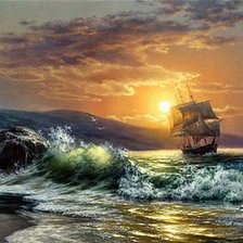 Схема вышивки «уходим в море на закате»