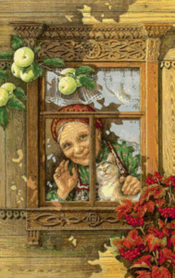 ожидание - котики, бабушка, окно - предпросмотр