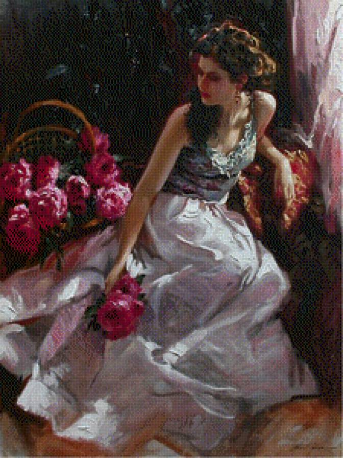 девушка с розами - цветы, девушка - предпросмотр