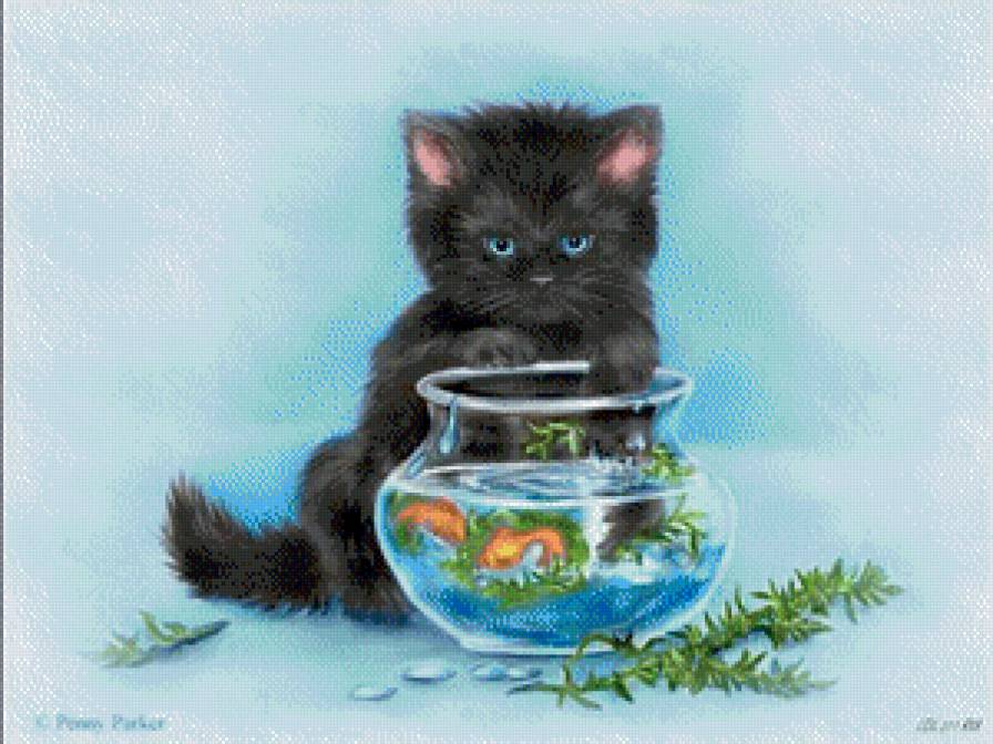 Ловись,рыбка,большая и маленькая! - животные, юмор, приколы, коты, рыбки - предпросмотр