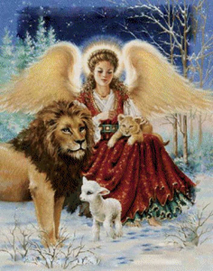 ангельская дружба - ангел, животные - предпросмотр