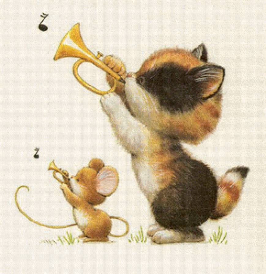 друзья - жиопись, мышки, коты - предпросмотр