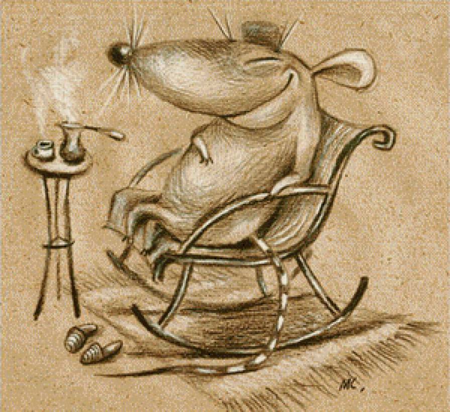 Довольный Мышь) - живопись, мыши - предпросмотр