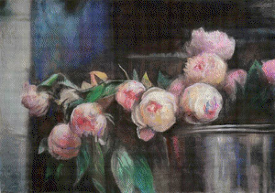 Букет пионов - цветы, живопись - предпросмотр