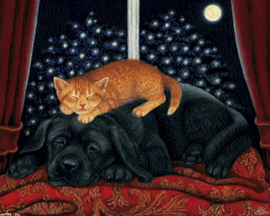 друзья - собаки, живопись, коты - предпросмотр