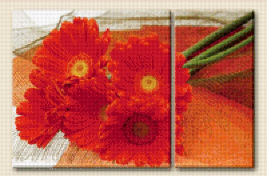 герберы - триптих, букет, цветы - предпросмотр