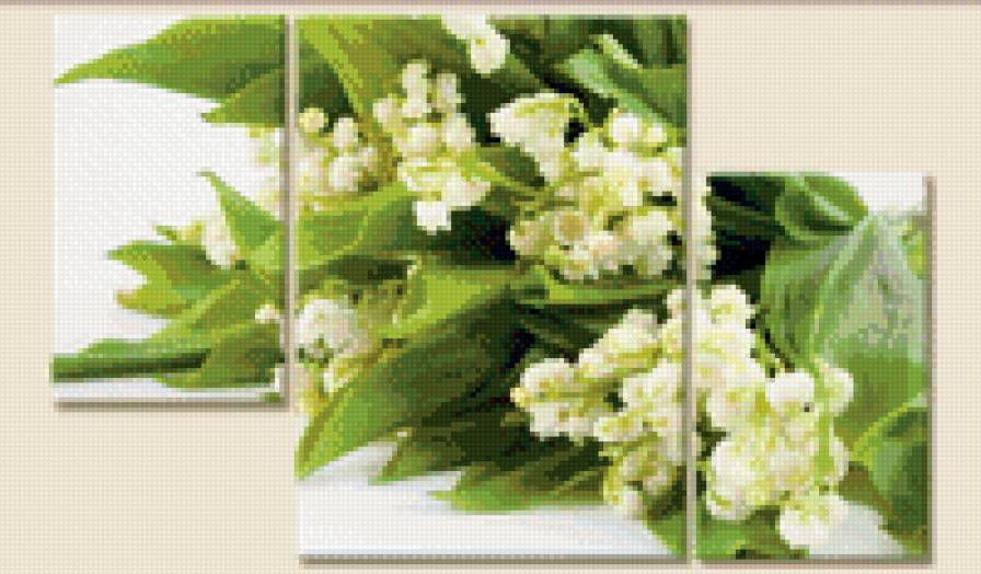 ландыши - цветы, триптих, букет - предпросмотр