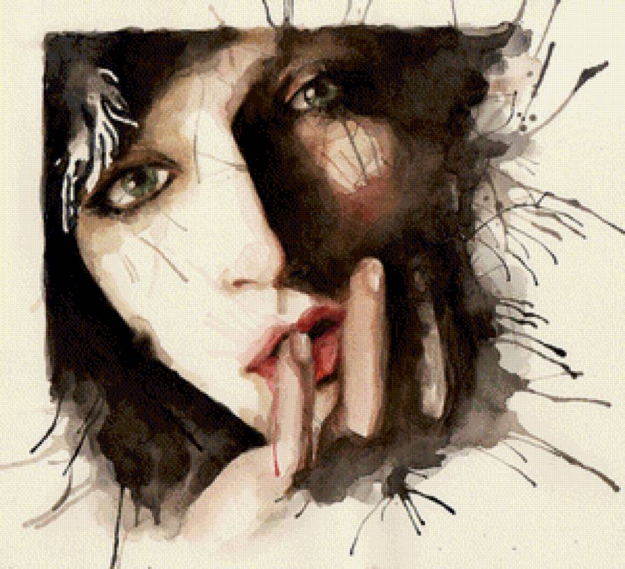 портрет девушки - портрет, акварель, девушка, арт - предпросмотр