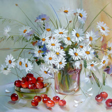 Схема вышивки «татюрморт, ромашки»