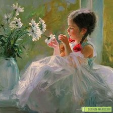 Схема вышивки «девочка с ромашками»