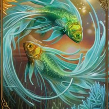 Схема вышивки «изумрудные рыбки»