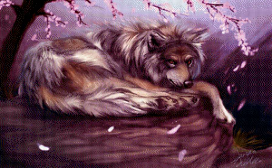 Отдых - сакура, восток, животные, собаки, азия - предпросмотр