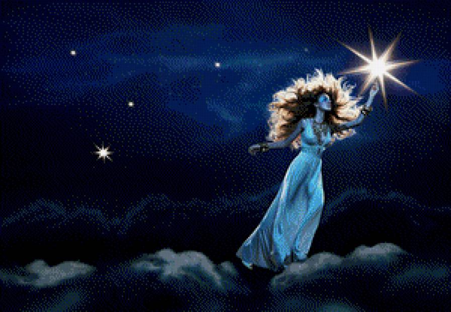 зажигающая звезды - звезды, девушка, ночь - предпросмотр