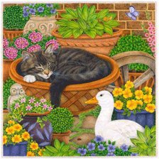 Схема вышивки «хватит спать пошли играть»