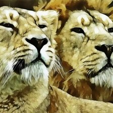 Схема вышивки «Львы»