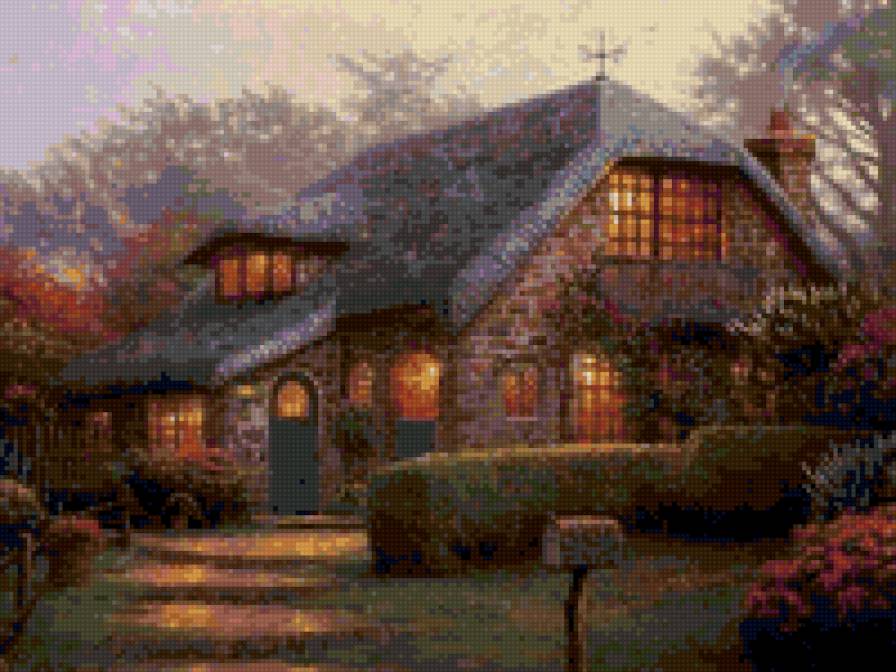 ночной пейзаж - дом, пейзаж - предпросмотр