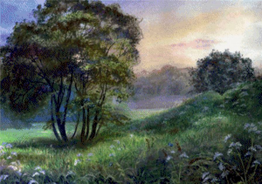 Утро - лето, природа, утро, живопись - предпросмотр