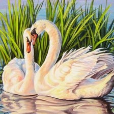 Схема вышивки «лебеди»