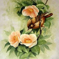 Схема вышивки «птичка в цветах»