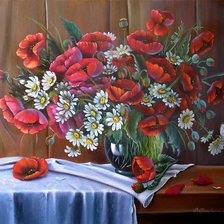 Схема вышивки «маки и ромашки»