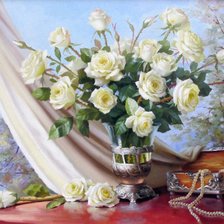 Схема вышивки «белые розы»