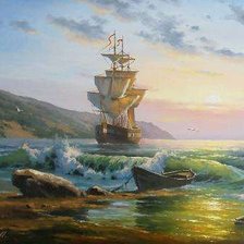 Схема вышивки «корабль»