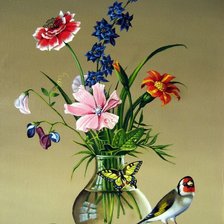 Схема вышивки «Натюрморт с птичкой»