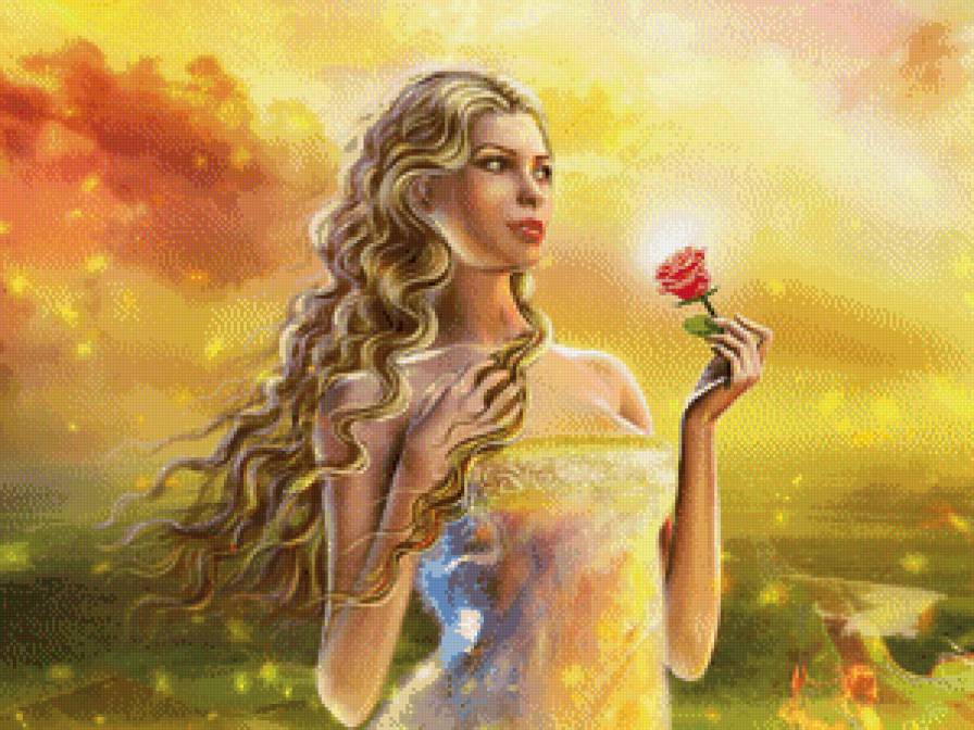 Девушка - девушка, розы, фэнтези, цветы - предпросмотр